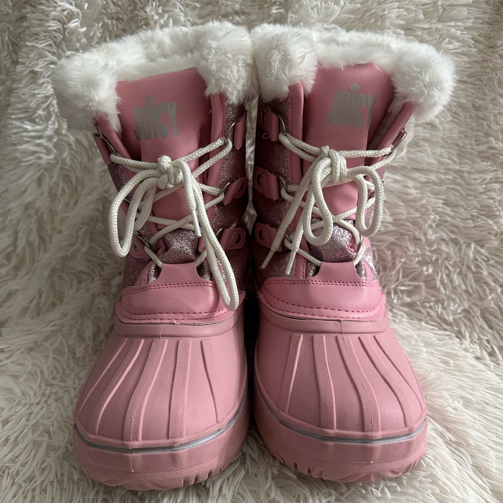 Juicy Couture JJK Escalon Pink Glitter Snow Boots Size 6Y